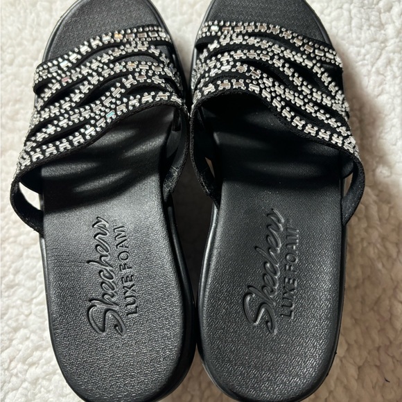 💕Black Rhinestone Wedges Size 6 New - Picture 3 of 7